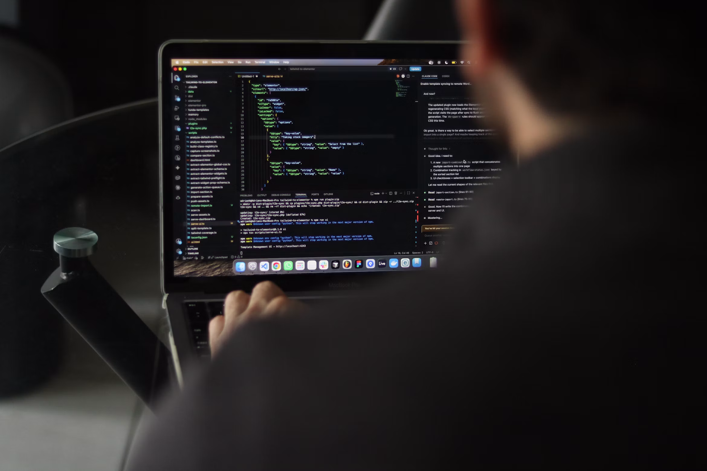 Developer working on website code